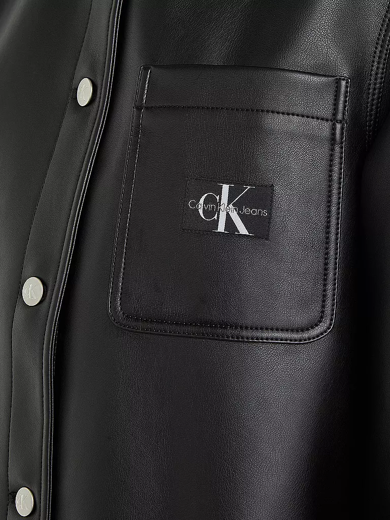 CALVIN KLEIN JEANS | Overshirt in Lederoptik  | schwarz