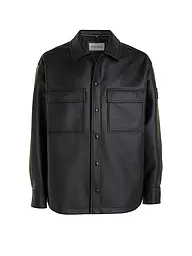 CALVIN KLEIN JEANS | Overshirt in Lederoptik | schwarz
