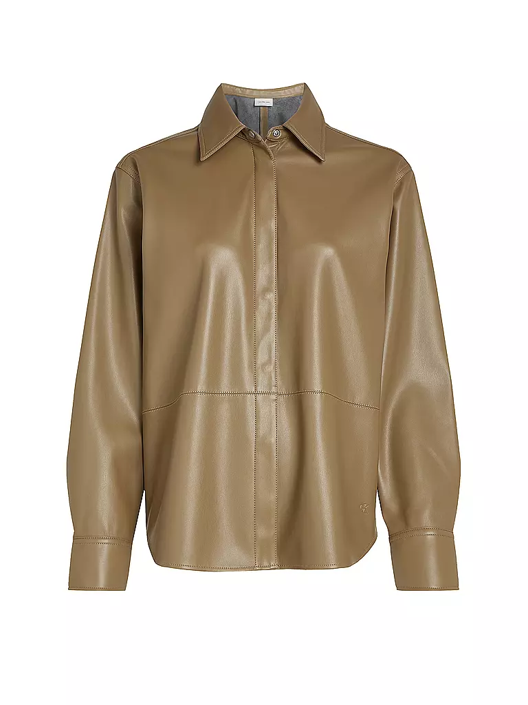 CALVIN KLEIN JEANS | Overshirt in Lederoptik | hellbraun