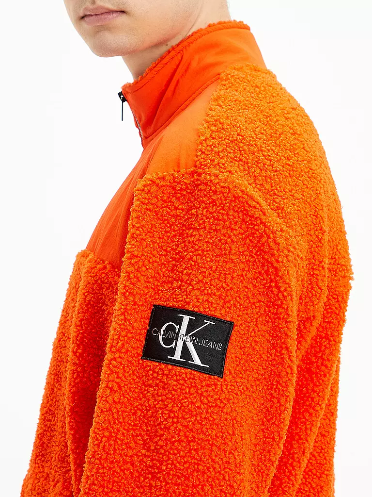 CALVIN KLEIN JEANS | Troyer Sweater in Felloptik | orange