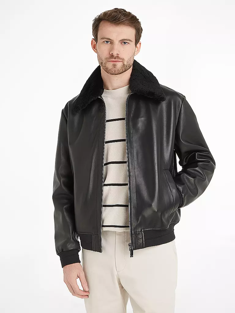 CALVIN KLEIN | Lederjacke  | schwarz
