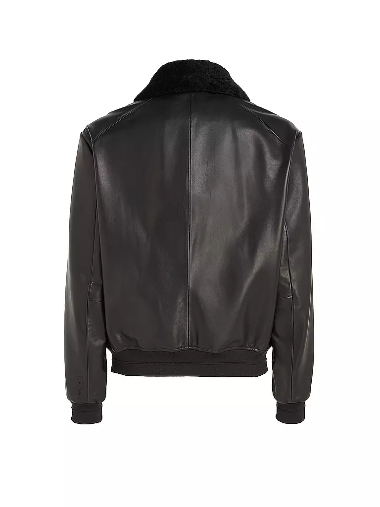 CALVIN KLEIN | Lederjacke  | schwarz