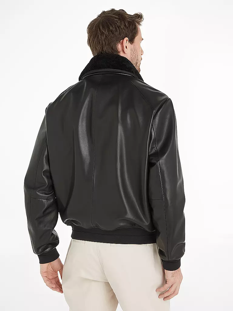 CALVIN KLEIN | Lederjacke  | schwarz