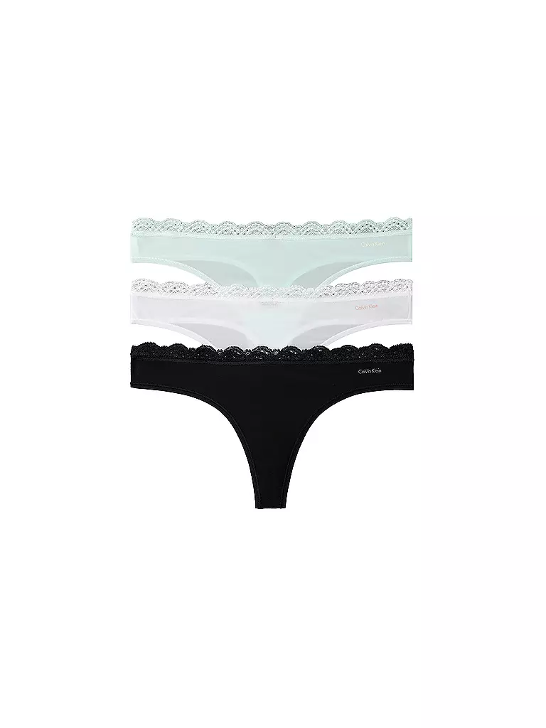 CALVIN KLEIN | Strings 3er Pkg black white moonlight jade | bunt