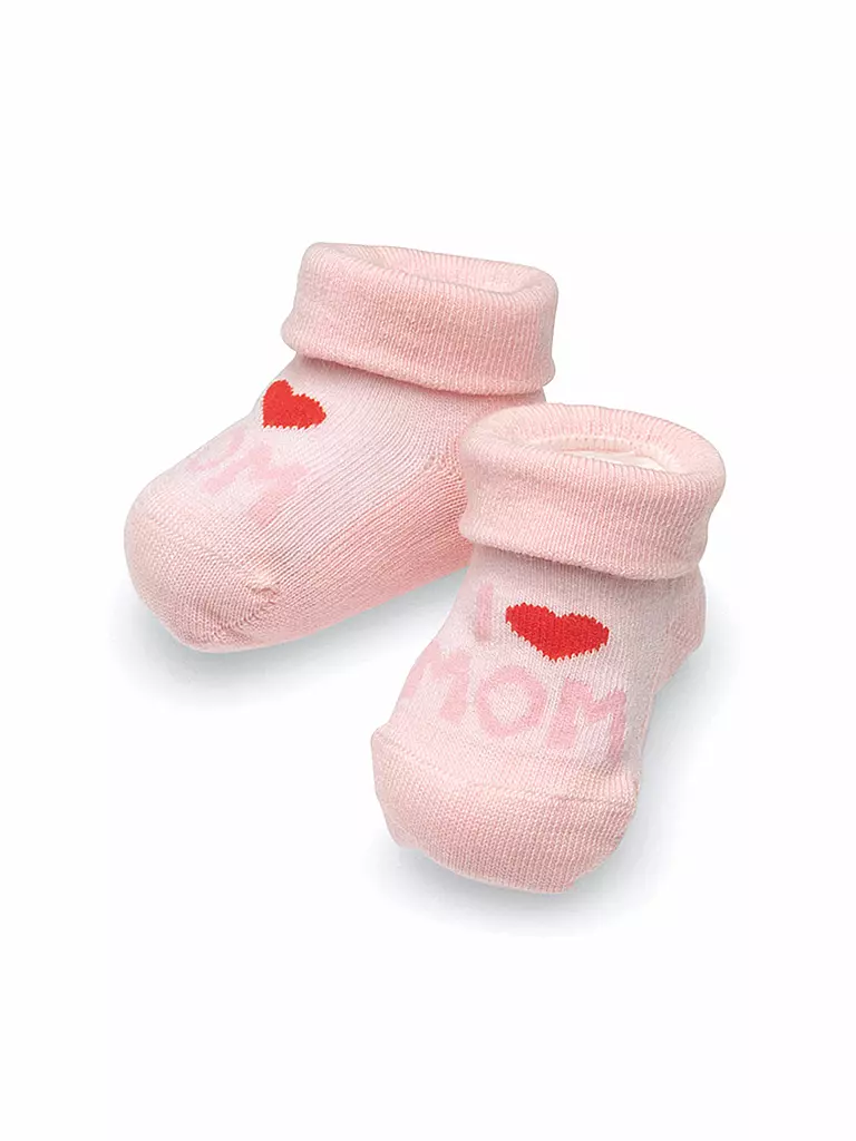 CAMANO | Baby Socken Geschenkbox "I Love Mom" rose | rosa