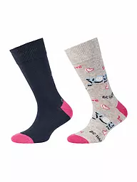 CAMANO | Mädchen Socken 2er Pkg. Shocking Pink | dunkelblau