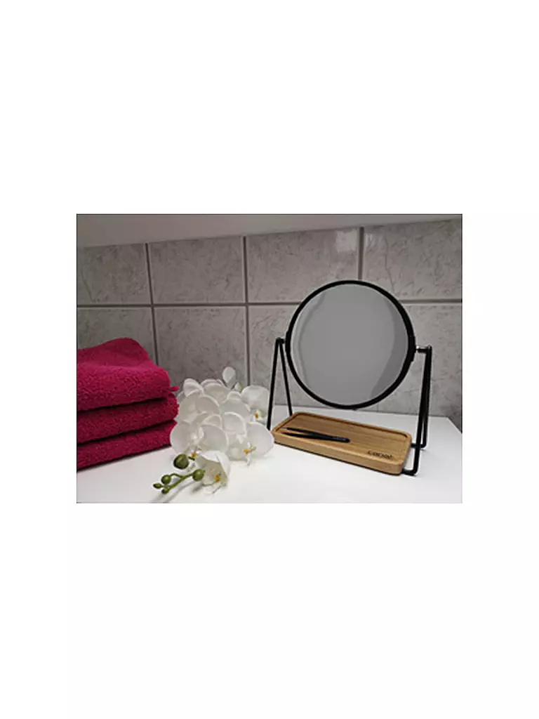 CANAL | Standspiegel mit Holzablage, 3-fach Vergrößerung, Ø 16 cm, Höhe 23 cm | keine Farbe