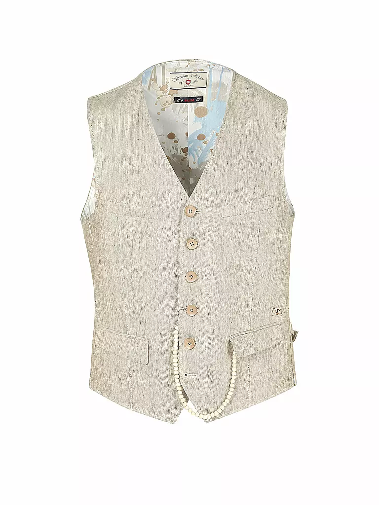 CG - CLUB OF GENTS | Leinen Gilet Slim Fit | beige