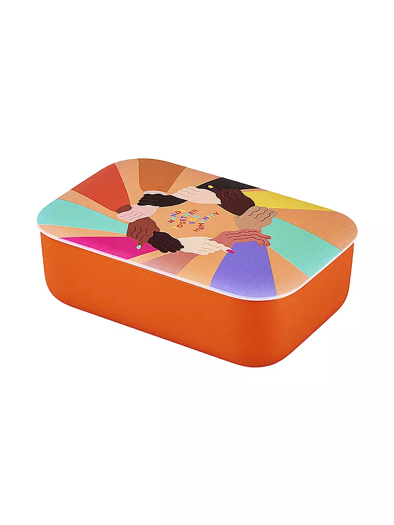 CHIC.MIC | Jausenbox - Lunchbox Classic mit Trenner HANDS TOGETHER  | orange