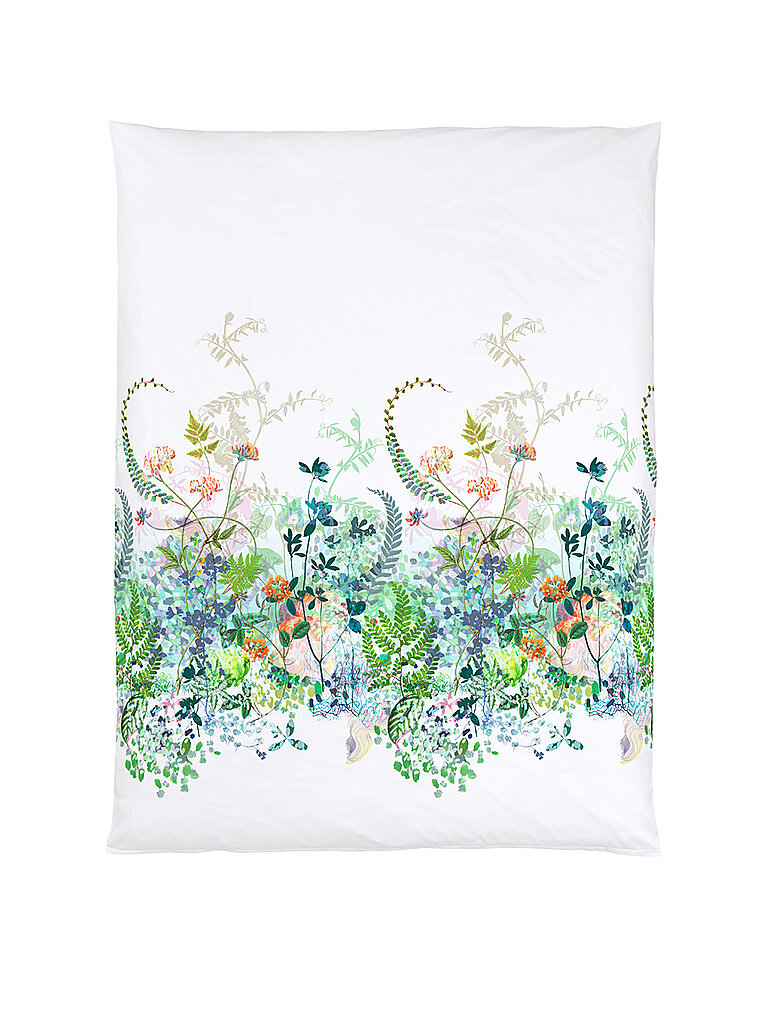 Satin Deckenbezug SPRING BREEZE 140x200cm Weiss/Blumen weiss baby