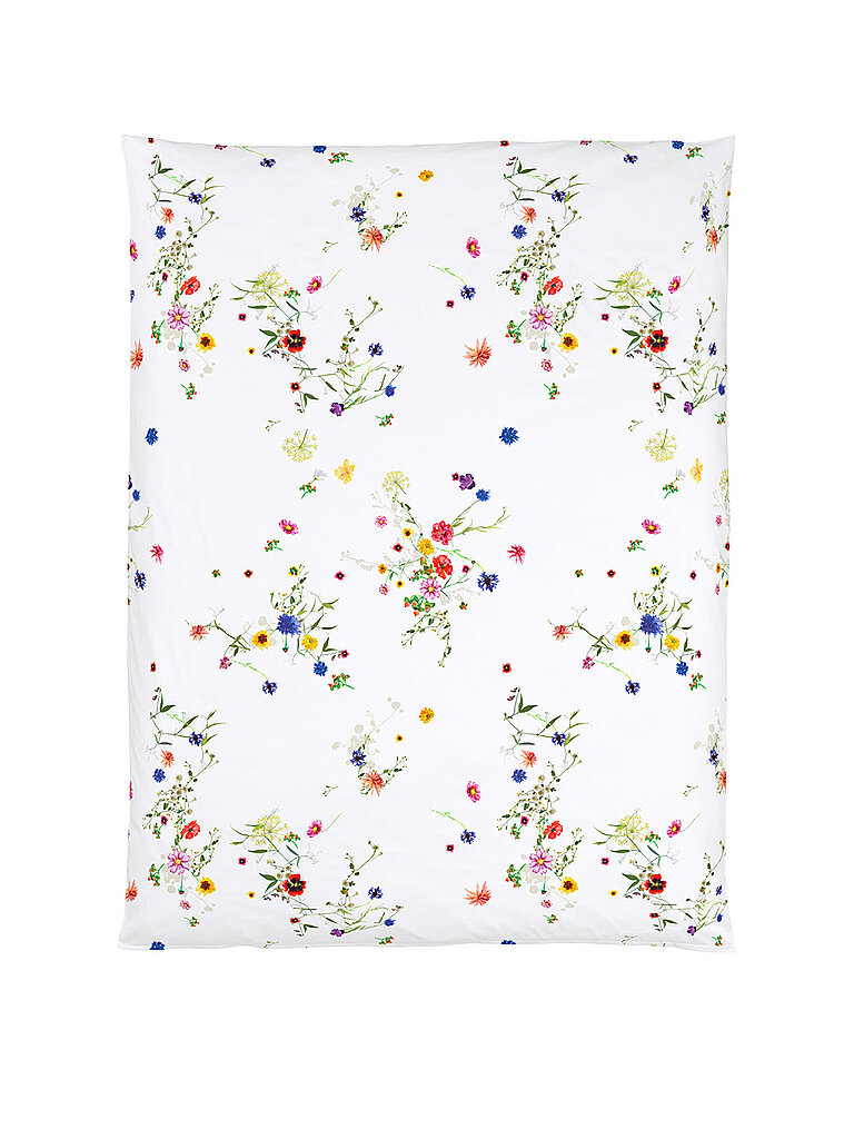 CHRISTIAN FISCHBACHER Satin Deckenbezug FLEURS VOLANTES 140x200cm Wiesenblumen weiss