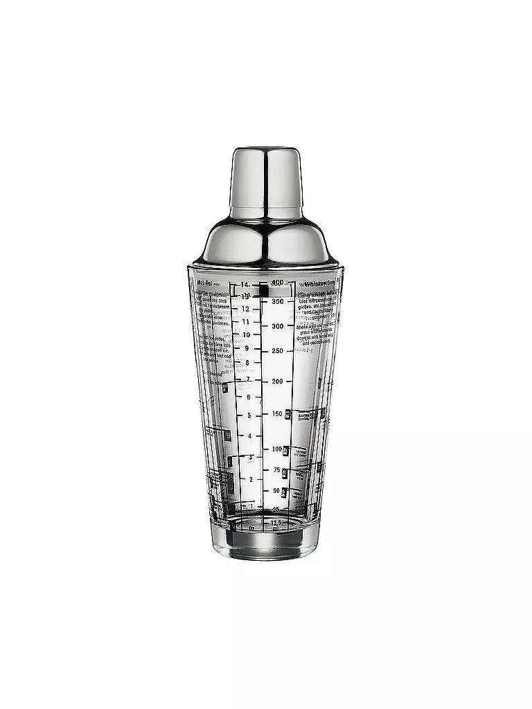 CILIO | Cocktailshaker mit Rezepten 0,4l Glas/Edelstahl | silber