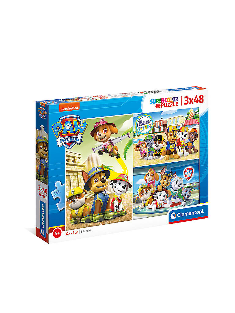 CLEMENTONI Kinderpuzzle 3 x 48 Teile Supercolor Paw Patrol keine Farbe
