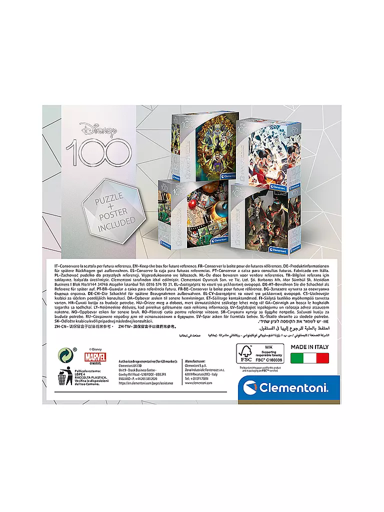 CLEMENTONI | Puzzle Disney 100 - Villains 1000 Teile | keine Farbe