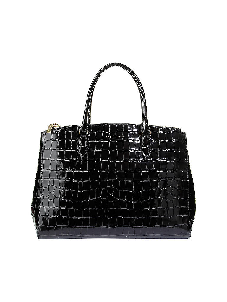 COCCINELLE | Ledertasche - Henkeltasche Sortie Croco Shiny Soft | schwarz