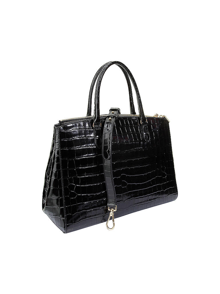COCCINELLE | Ledertasche - Henkeltasche Sortie Croco Shiny Soft | schwarz