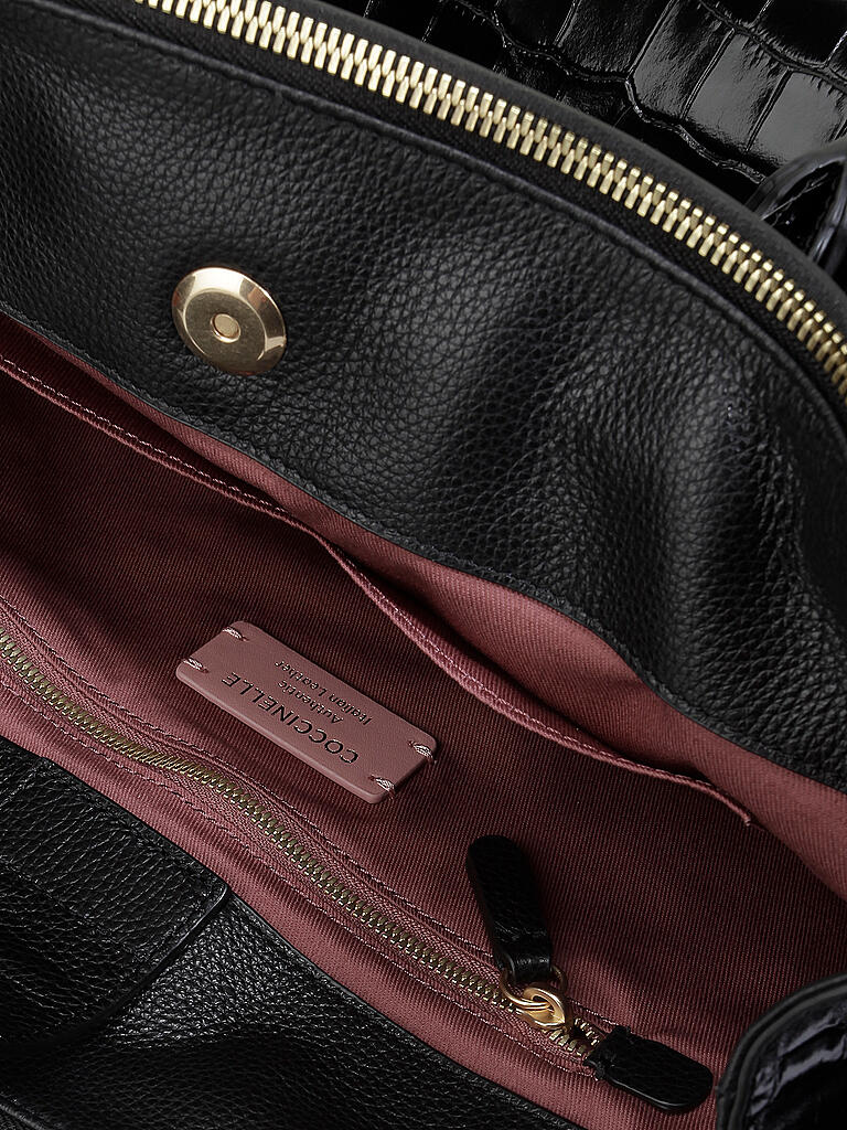 COCCINELLE | Ledertasche - Henkeltasche Sortie Croco Shiny Soft | schwarz