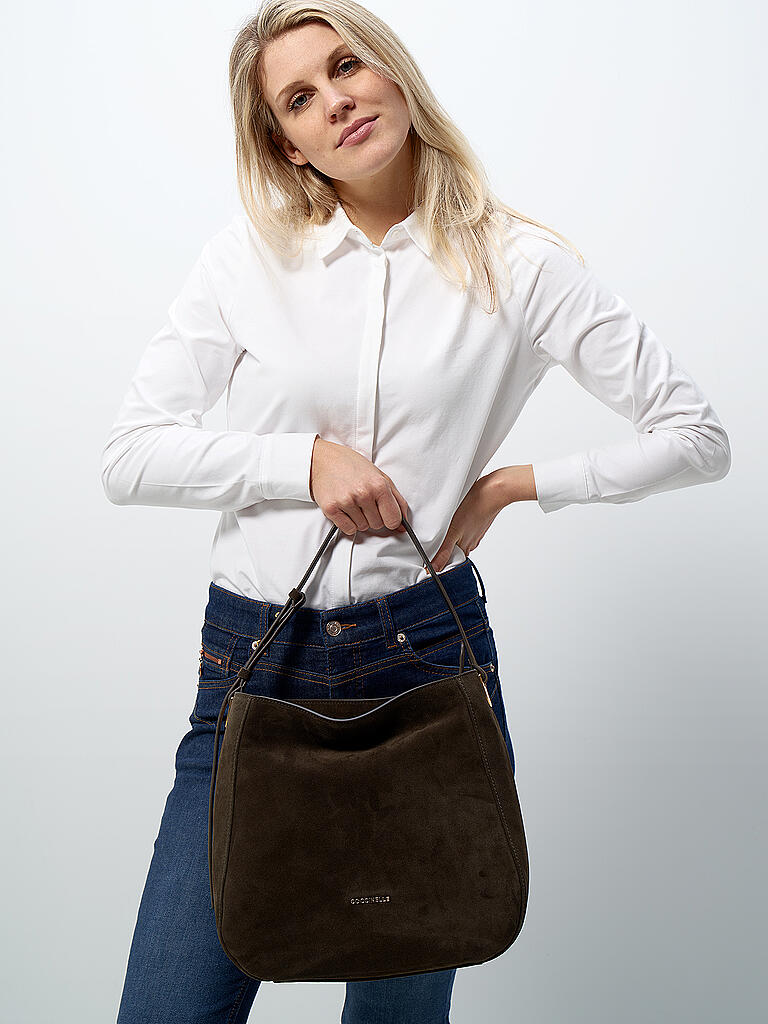 COCCINELLE | Ledertasche - Hobo Lea Suede | grün