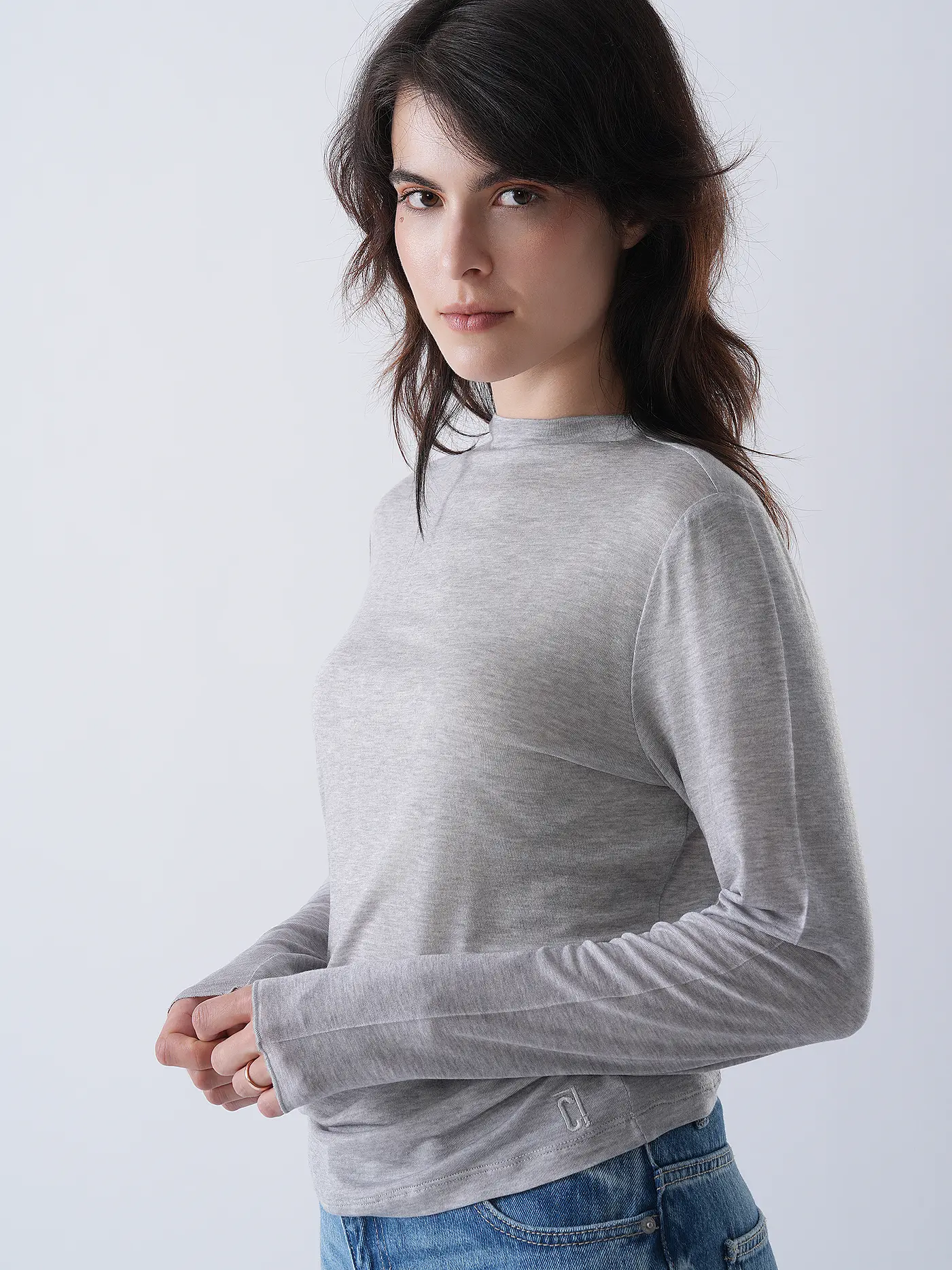 COMMA IDENTITY | Langarmshirt | grau