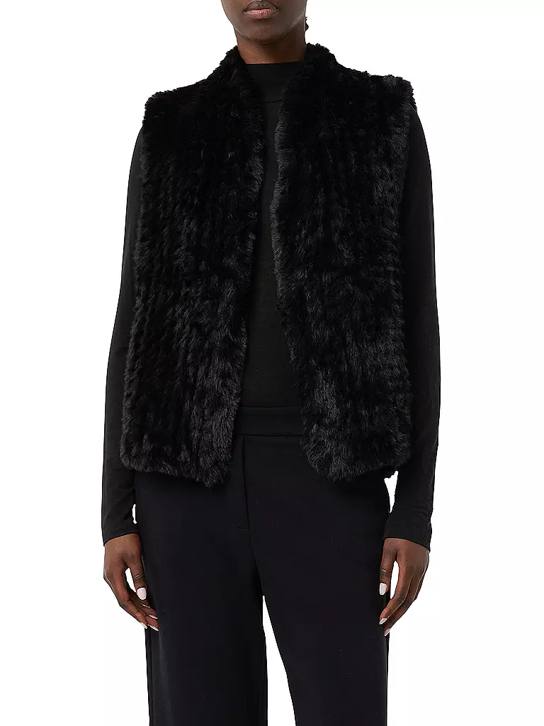 COMMA | Gilet in Felloptik  | schwarz