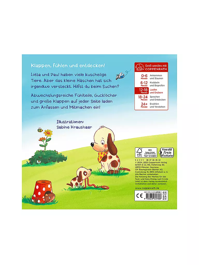 COPPENRATH VERLAG | Mein erstes Guckloch-Fühlbuch: Kleiner Hase, wo bist du? | keine Farbe