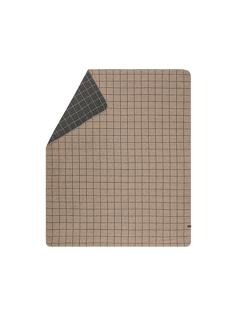 DAVID FUSSENEGGER Plaid MERANO carreaux 160x200cm Fumée gris