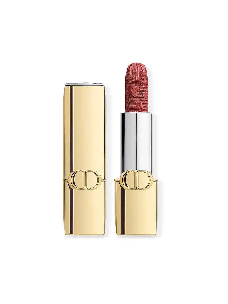 DIOR | Rouge Dior Limitierte Edition Couture Lippenstift – Goldfarbenes Case und gravierter Stick (629 Parade Fini Velvet) | Braun
