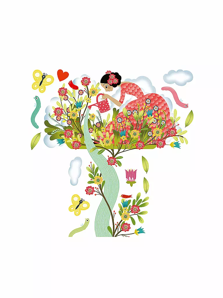 DJECO | Wandsticker - Junges Mädchen im Garten | keine Farbe