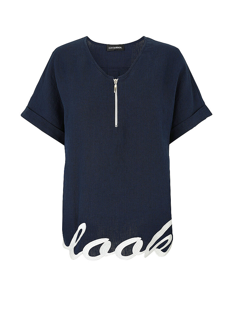 DORIS STREICH Leinenbluse dunkelblau | 48