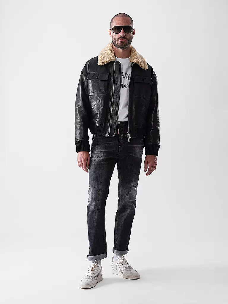 DSQUARED2 | Lederjacke AVIATOR | schwarz