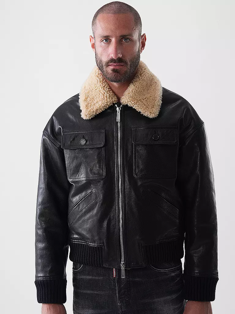 DSQUARED2 | Lederjacke AVIATOR | schwarz