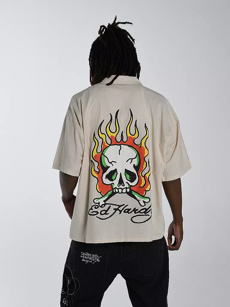 ED HARDY | Hemd Regular Fit SKULL FLAMES  | beige