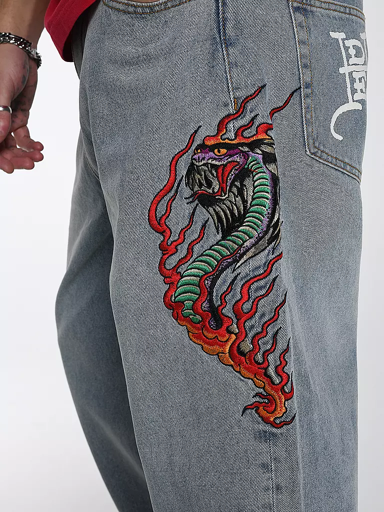 ED HARDY | Jeans Relaxed Fit FLAME SNAKE  | hellblau