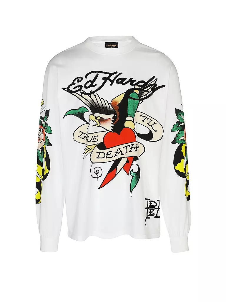 ED HARDY | T-Shirt TRUE TILL ROSE SNAKE | weiss