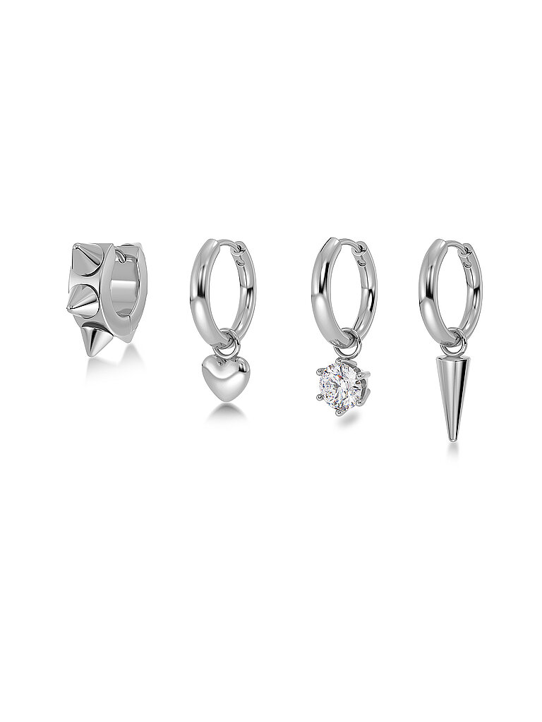 EDBLAD Ohrringe PEAK HOOPS ICON ONE HEART Steel silber