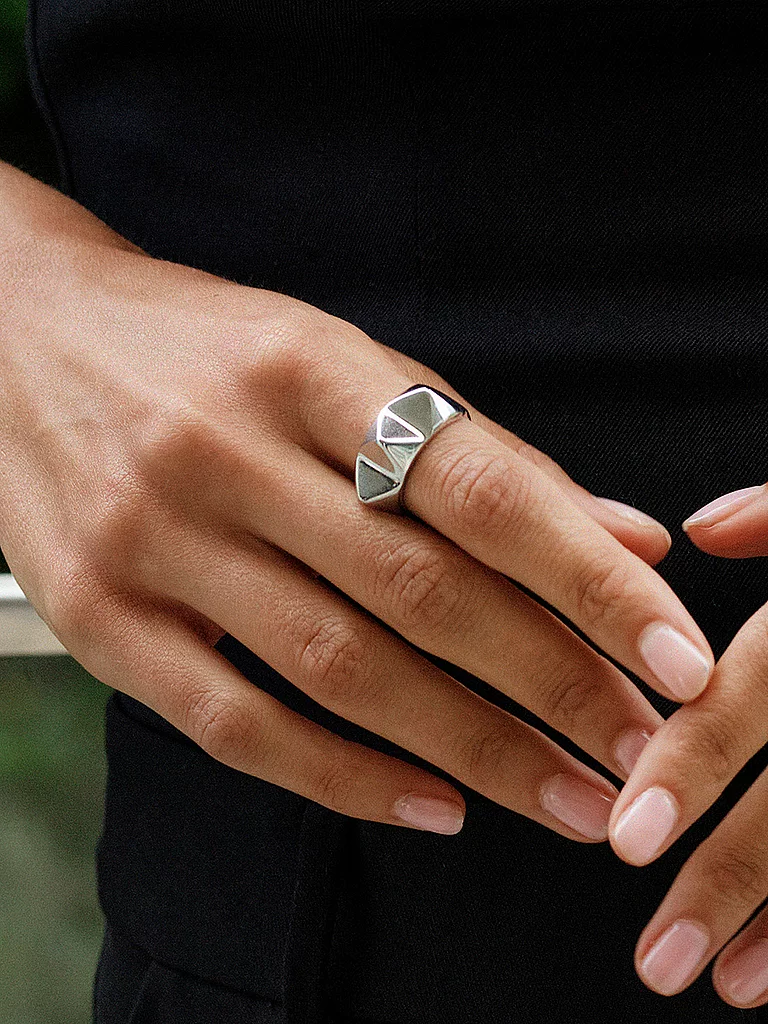 EDBLAD Peak Rivet Ring Silver S 2