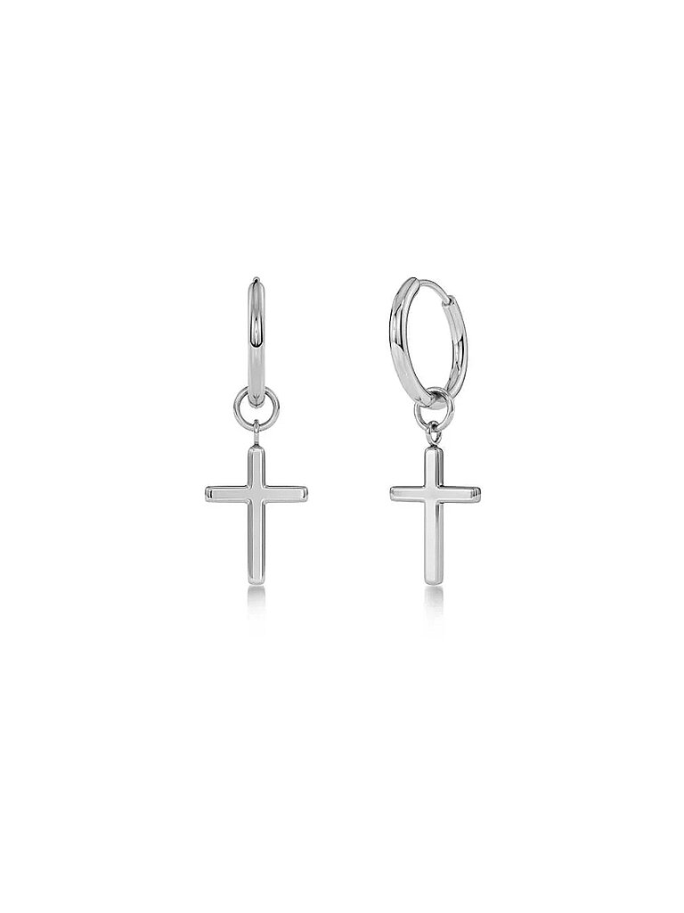 EDBLAD Ohrringe SPIRIT CROSS HOOPS Steel silber