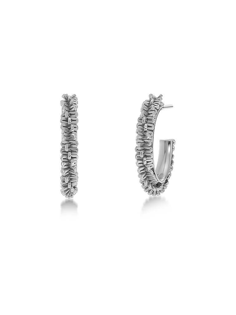 Ohrringe TINSEL CREOLES Small Steel silber damen