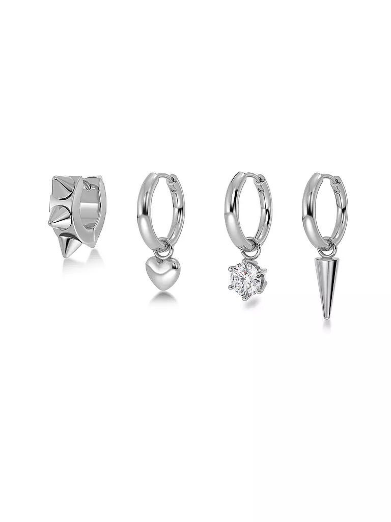 EDBLAD | Ohrringe PEAK HOOPS ICON ONE HEART Steel | silber