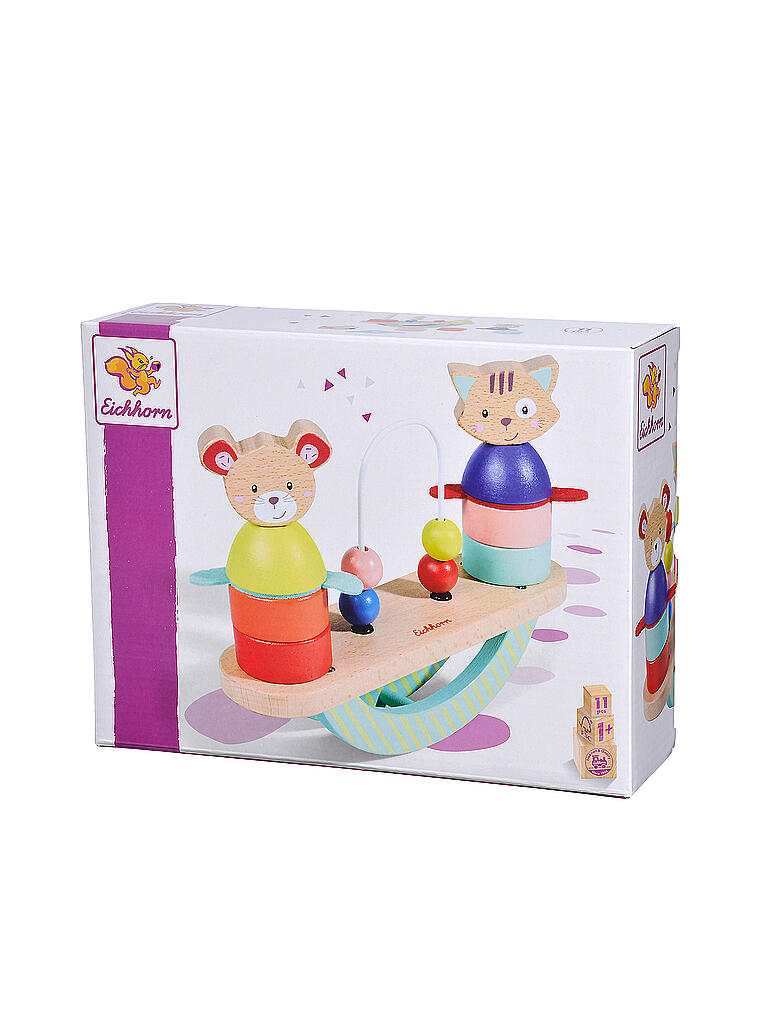 Eichhorn Scatola Incastro Friends – Gioco In Legno Per Bambini, 6x17x17 Cm, 4 Forme Colorate, FSC