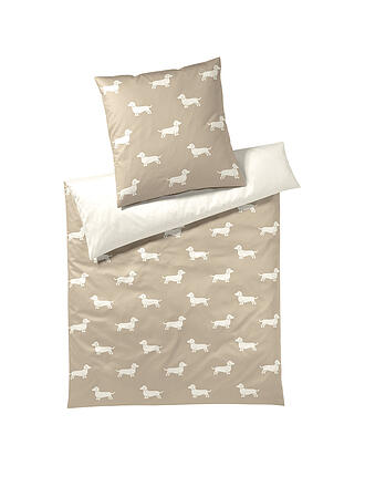 ELEGANTE | Satin Bettwäsche DOGS 70x90cm/140x200cm Creme