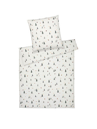 ELEGANTE | Flanell Bettwäsche WINTERWALD 70x90cm/140x200cm Weiss