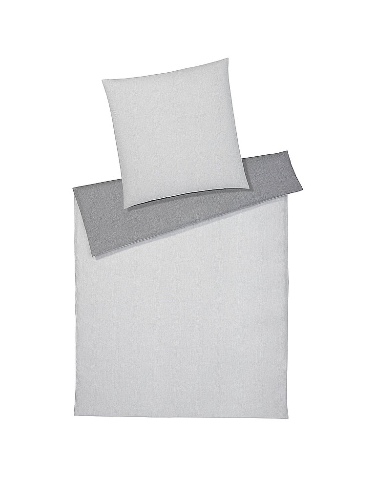 ELEGANTE Wende Flanell Bettwäsche Tender 70x90cm/140x200cm Grau hellgrau