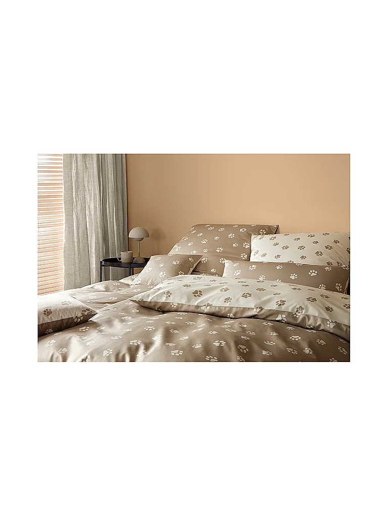 ELEGANTE Ropa de cama de satén PAWS 70x90cm/140x200cm Crema beige
