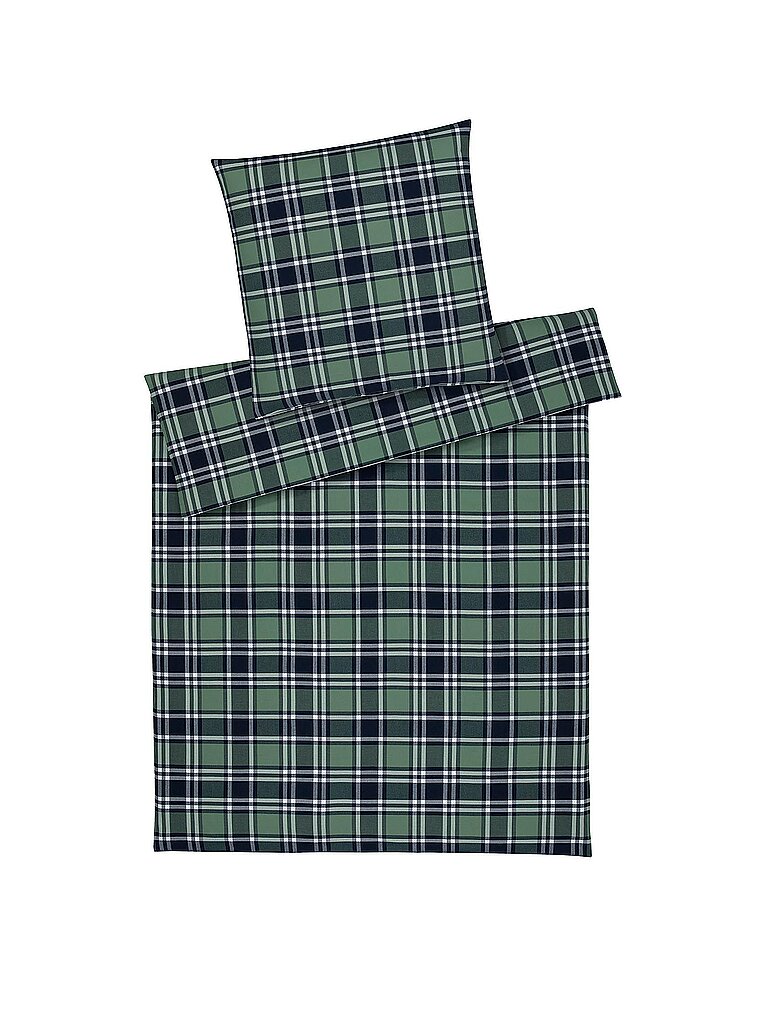 ELEGANTE Flanell Bettwäsche MANCHESTER 70x90cm/140x200cm Grün dunkelgrün
