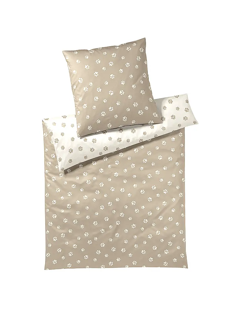 ELEGANTE | Satin Bettwäsche PAWS 70x90cm/140x200cm Creme | beige
