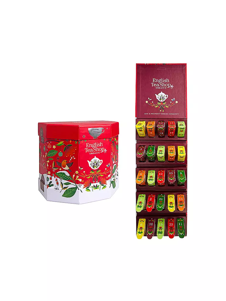 ENGLISH TEA SHOP | Tee Adventskalender "Santa's Secret", BIO, 25 Pyramidenbeutel | rot