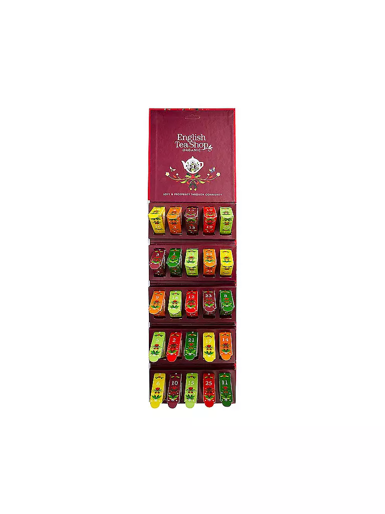ENGLISH TEA SHOP | Tee Adventskalender "Santa's Secret", BIO, 25 Pyramidenbeutel | rot