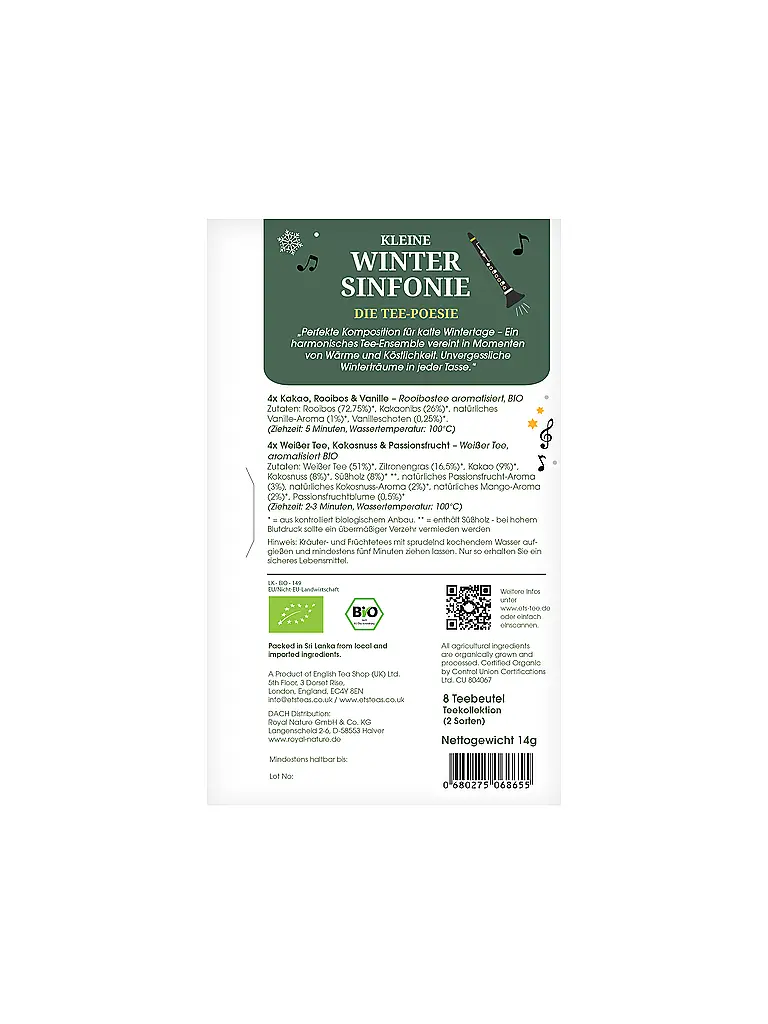 ENGLISH TEA SHOP | Wintertee 8 Beutel Winter-Sinfonie Weiss | 