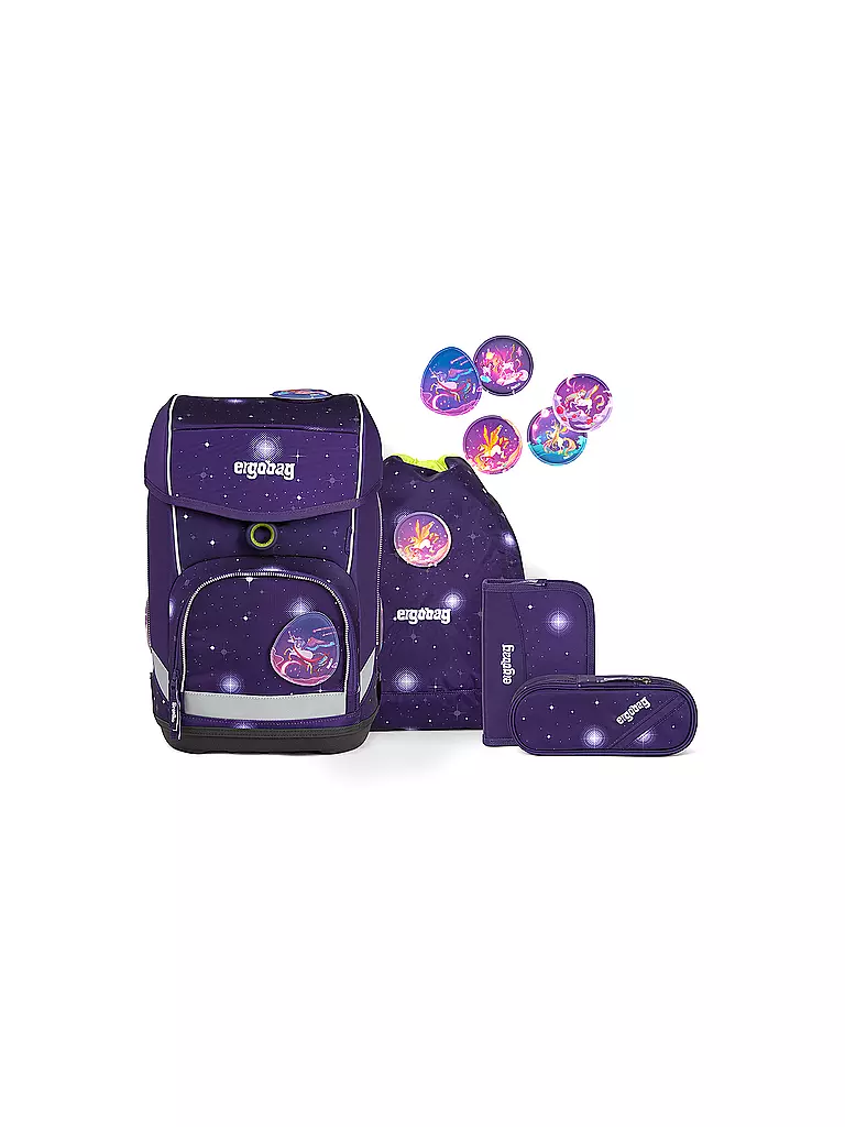 ERGOBAG | Schultaschen Set 5tlg Cubo Bärgasus Glow | lila